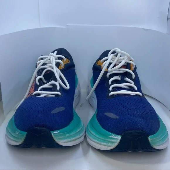 HOKA One One Bondi 8 Running Shoes Navy Teal Orange Women’s Size 9.5 - Picture 3 of 12